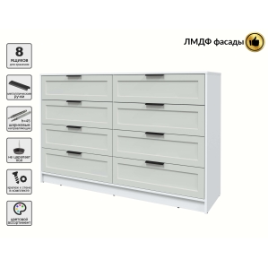 Kомод Тренд КТ-К157 (Белый платинум ЛДСП/ Грэй ЛМДФ) Ш1565 В1020 Г451